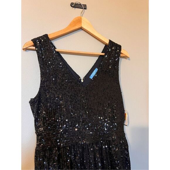 Draper James RSVP Women's 6 All Over Sequin Mini Dress Black Sparkle Cocktail - Picture 3 of 13